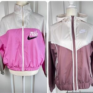 Nike Womens Windrunner Jackets Lot of 2 Full Zip Nylon Activewear Hood SZ Med